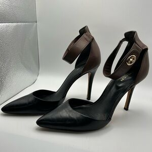 Coach Black and Brown Ankle Strap Heels